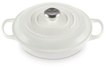 Le Creuset Cacerola Signature de hierro fundido esmaltado, 2.25 cuartos de galón, color blanco