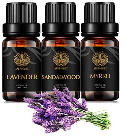 100% reines Myrrhe ätherisches Öl Set für Kerzenherstellung, 3X10ml Aromatherapie Sandelholz ätherisches Öl Kit für Diffusor, therapeutische Qualität Lavendel ätherisches Öl Set für Massage