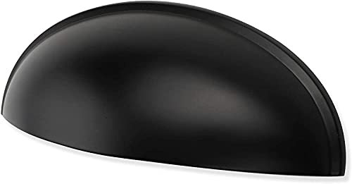 goldenwarm 6Pcs Black Cabinet Handles Cup Drawer Pulls - LS0313BK Matte Black Cabinet Hardware for Cupboard, Bathroom, Wardrobe, Furniture, Dresser Drawer 76MM