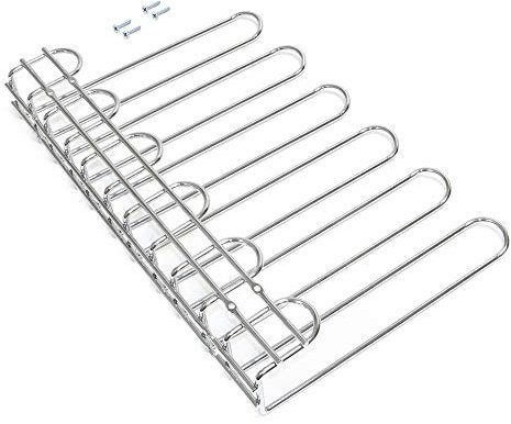 Emuca - Portabicchieri con 5 Linee per mobili, Portabicchieri per mensole o Barre, 320 mm, Acciaio, Finitura cromata
