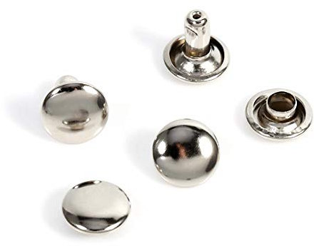 Redxiao Rivets en Cuir, 100 Rivets Rapides, Rivets à Double Capuchon 8 x 8 mm, Rivets de Maroquinerie, Clous en Cuir, Clous en métal pour(Silver)