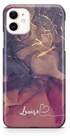 Personalised Watercolour Marble Name with Heart Phone Case for Apple iPhone 11 Pro Max - 25. Deep Red & Purple