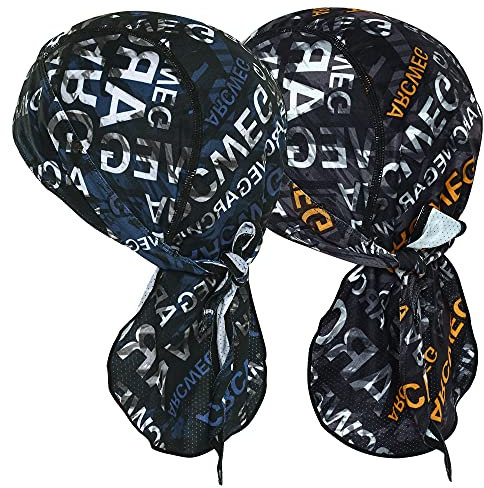 Arcweg Bandana Cap Laufmütze Atmungsaktiv Schnelltrocknend Kopftuch Pirat Kappe UV Schutz mit verstellbar Band Radsport Fahrrad Kopfbedeckung Sommermütze Schweißabsorbierend UPF 50+ (Blue+Orange)