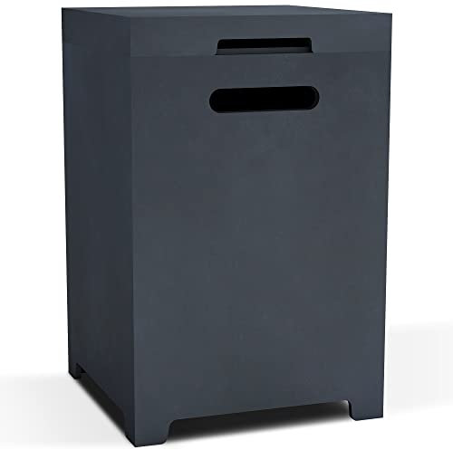 60 cm hoch, quadratisch, Anthrazit, umweltfreundlich, Beton/Metall, für den Außenbereich, Terrasse, Hinterhof, Aufbewahrungsbox für Gas-Feuerstelle, versteckter Beistelltisch