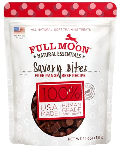 Full Moon All Natural Human Grade Dog Treats, Essential Beef Savory Bites, 14 Ounce