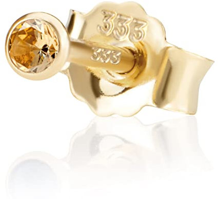NKlaus Einzel 2,0mm 333 Gelb Gold 8 Karat Ohrstecker Kristall Zirkonia Champagne Butterfly Verschluss Damen Mädchen 3331