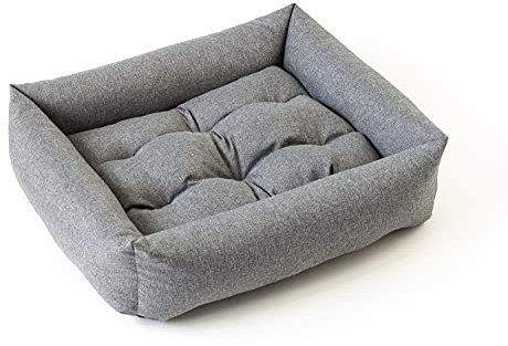 Grand Filippo Hundebett Wasserdicht - Hundebetten für Kleine und Große Hunde - Hunde Bett rutschfeste Unterseite - Hundekorb - Hundekörbchen 65x55x16 Grauer Flachs