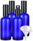 TIANZD 4 Pieces Empty 100ml Blue Glass Spray Bottle, Fine Mist Spray Bottles with Black Sprayer and Metal Cover for Perfume, Aromatherapy, Cosmetic Travel Containers Refillable, 1x Funnel