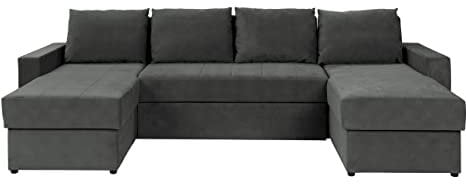 Mirjan24 Ecksofa Reton Bis, Eckcouch mit 2 Bettkasten und Schlaffunktion, U-Form Couch/Sofa, Polsterecke mit Bettfunktion, Wohnlandschaft, Couchgarnitur, Sofagarnitur (Loca 21)