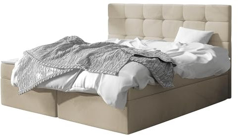 Mirjan24 Boxspringbett Gazel mit 2 Bettkasten, Bonell-Matratze und Topperr, Continentalbett, Polsterbett, Amerikanisches Bett, Ehebett, gepolstertes Kopfteil (Manila 02, 180 x 200 cm)