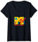 Damen MTV Logo Retro-Boombox T-Shirt mit V-Ausschnitt