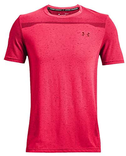 Under Armour Men's Seamless Short-Sleeve T-Shirt, Penta Pink/Black Rose, Small