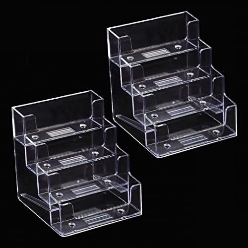 Visitenkartenhalter,2 pcs Acryl Visitenkartenbox Visitenkartenständer mit 4 Fächern Visitenkartenetui Visitenkarten Aufsteller Visitenkarte Tischständer,für Schreibtisch oder Theke Zuhause Büro