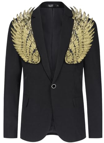 Allthemen Blazer Homme avec Paillettes Veste de Smoking Blazer Coloré Uni pour Soiré Or S