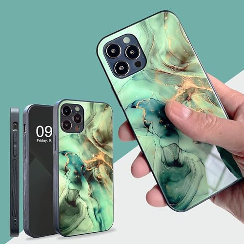 Elexal iPhone 11 Silicone Marble Phone Case - Soft TPU Edges, Hard Glossy Back, Shockproof Protection (Green Marble)