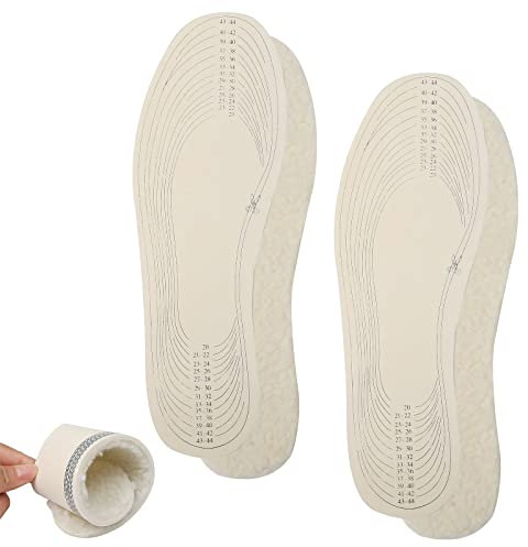 2 Paia Solette Lana di Montone per Donna Uomo Bambini, Solette Scarpe Invernali per Stivali, Scarponi Lavoro, Pantofole Solette Termiche Suole Scarpe Super Calde Morbide Comfort, taglia 36-46