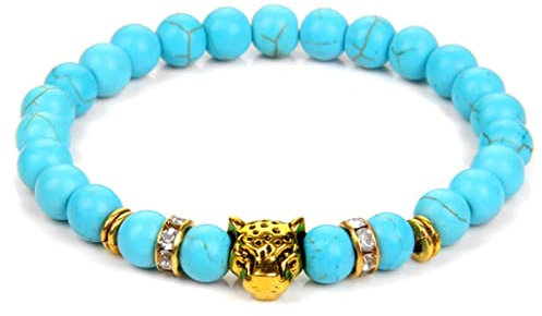 Gold Farbe Leopard Armband Drachenadern Achate Tigerauge Stein Lava Perlen Armbänder Für Männer Holz Lapislazuli Vintage-schmuck