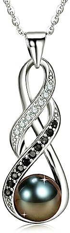 NONNYL Cadeau pour femme - Cadeau d'anniversaire de mariage - Collier de perles - Cadeau de fête des mères pour maman - Cadeau de Noël, de Saint-Valentin pour elle, 3.45, Argent sterling, Zircone