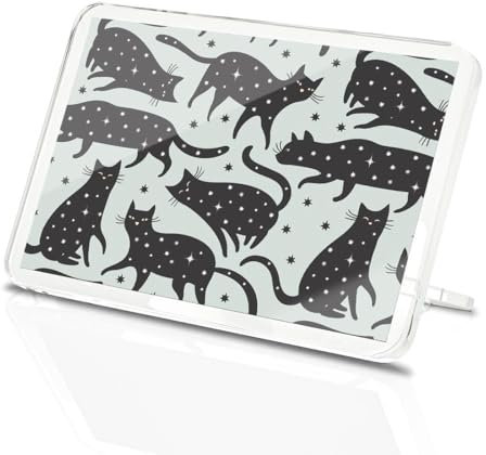 Classic Rectangle Magnet with Stand - Black Star Night Cat Pattern Kitten - Fridge Locker Office Whiteboard Toolbox #170415
