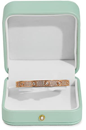 Papten PU Leather Bangle Gift Box Bracelet Gift Box Women Bracelet Storage Holder Boxes for Anniversary Birthday Mothers Day (Mint-green)