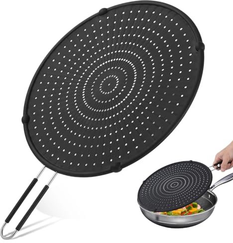Fanspack Spritzschutz Pfannen, Silikon-Spritzschutz für Bratpfanne, Fettspritzschutz, Ölspritzschutz, Hitzebeständig gegen heißes Öl Lebensmittel, 32 cm