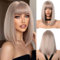 OUFEI Aschblond Bob Perücke mit Pony Kurz Gerade Perücke für Frauen Synthetisches Haar Perücken Cosplay Täglich Party Gebrauch