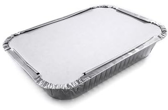 GM KIT 500 Vaschette Alluminio 2 Porzioni da 585cc. + 500 Coperchi in Cartoncino/Alluminio, Contenitori Alimenti Usa e Getta con Coperchio, Teglie da forno Adatte al Congelamento, Cottura e Asporto