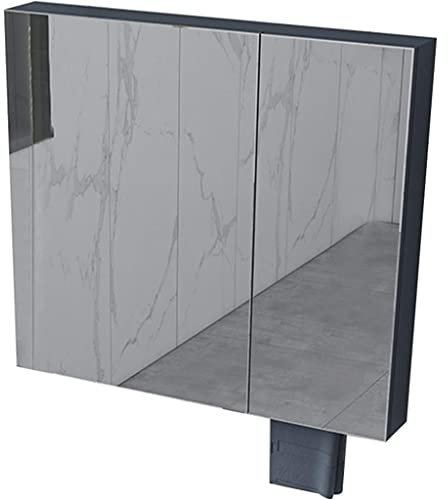 NOALED Badezimmerschrank Home Wanddekoration Spiegelschrank Wandmontierter Aufbewahrungsschrank mit Handtuchhalter Platzvoller Make-up-Spiegel aus Aluminium