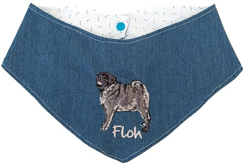 ☆ Halstuch ☆Hundehalstuch☆ Hund ☆Druckknopf ☆ Alle Hunde Größen ☆ Handmade ☆Motiv Stickerei personalisiert (XXL)