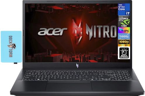 acer Nitro V Gaming Laptop 15.6 144 Hz IPS FHD (Intel i7-13620H, GeForce RTX 4060 8GB, 16GB DDR5, 512GB SSD, Backlit KYB, WiFi 6, Webcam, Win 11 Home) w/DKZ Hub USB Port Expander