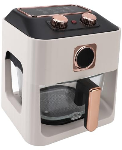 Cocina de Aire Eléctrica con Control de Temperatura Inteligente Visual con Ventana de 360 grados, Vidrio de Borosilicato Alto, Capacidad de 6 Litros, (Enchufe europeo