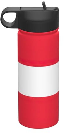 Isolierter Sportkessel mit Österreich-Flagge, 500 ml, Edelstahl-Wasserflasche mit Strohhalm-Deckel, für das Fitnessstudio im Freien