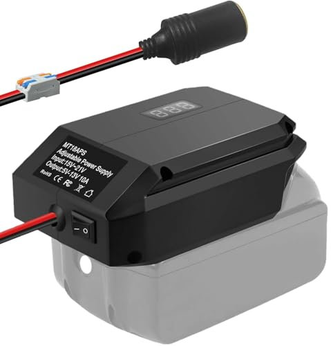 Convertisseur abaisseur 18 V vers 12 V compatible avec batterie Makita 18 V, adaptateur abaisseur de batterie avec allume-cigare pour tous les appareils de voiture (sans batterie)