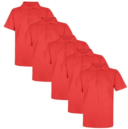 A2Z 4 Kids Boys Cotton T-Shirt Plain - PL Polo T Shirt Red 5 Pack 3-4