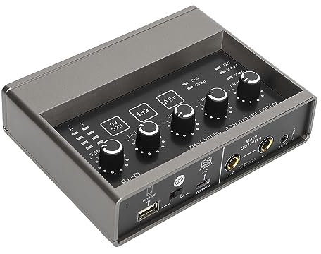 Mixer Scheda Audio Dal Vivo con Riverbero DSP per Studio Home Karaoke Canto Portatile, Interfaccia Audio con Riduzione del Rumore Mixer Audio