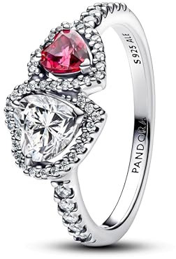 PANDORA Timeless Strahlenkranz Herzen Ring aus Sterling Silber mit Zirkonia, Größe: 58, 193662C01-58