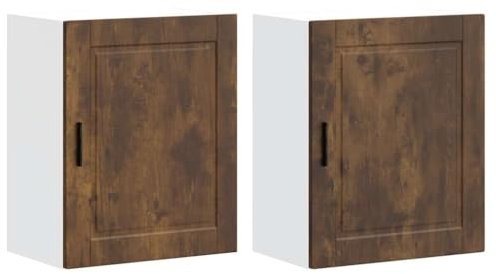 vidaXL Küchen-Hängeschränke 2 STK. Porto Räuchereiche Holzwerkstoff, Wandschrank Küche, Wandschrank, Oberschrank, Küchenschrank, Hängeschrank