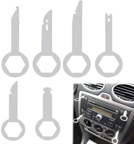 6 Double Car Radio Release Tool Compatible with Remove Double DIN Removal Release Tool Car Radio Tool Release Car Double DIN