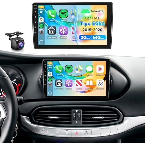【2+64G】9'' Autoradio 2 Din Per Fiat EGEA 2015-2020 Con Carplay Android Auto senza fili Mirror link,Car Radio Con Schermo HiFi Bluetooth RDS/FM+AHD Back up Camera+CANBUS