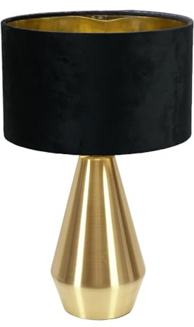 ValueLights | Jax Antique Brass Touch Table Lamp with Black Velvet & Gold Inner Shade | Table Lamps, Home Décor & Improvement Essential