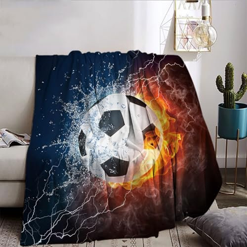 Kuscheldecke Jungen 150x200,Fußball Decke Kinder,Sport Themen Warme Kuscheldecke Sofadecken Flanelldecke Decken für Kinderbetten (D, 130x150cm)