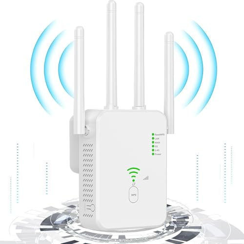 TONOS Répéteur WiFi, Repeteur WiFi Puissant 1200Mbps, Amplificateur WiFi sans Fil Double Bande 5GHz & 2.4GHz avec WPS, WiFi Extender Port Gigabit, Compatible avec Tous Les Routeurs