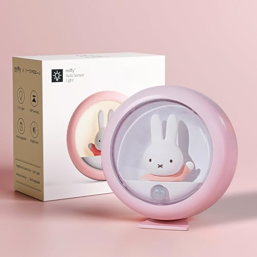 MIPOW Miffy LED-Nachtlicht mit Bewegungssensor, automatisches wiederaufladbares Nachtlicht mit einstellbarer Helligkeit, magnetisch, tragbar, für Schlafzimmer, Badezimmer, Flur