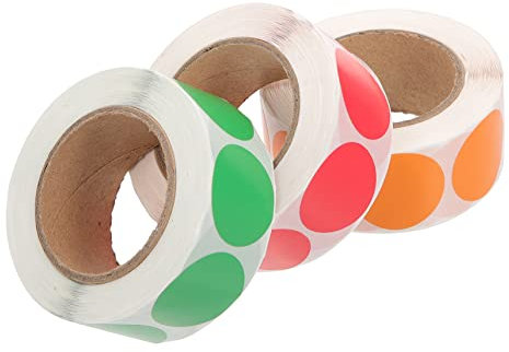 GRIRIW 3 Rollen Aufkleber Für Siegeletiketten Lebensmittelaufkleber Runde Markierungsaufkleber Zusammenklappbar Coole Aufkleber Punkte Töpfchen-trainingsaufkleber Selbstklebendes Papier