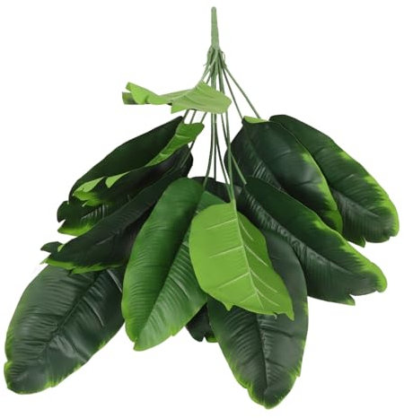 TOGEVAL Decorazione Realistica Con Foglie Di Banano Finto Piante Artificiali Per Ufficio Casa e Ambienti Interni Facile Manutenzione Teste Senza Vaso