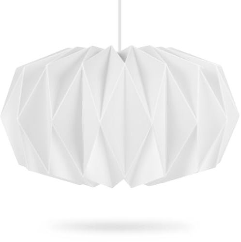 OSALADI Origami - Pantalla plisada blanca para lámpara de suelo, pantalla de papel, con imán, cubierta de luz para decoración del hogar y oficina, 42 x 42 x 17 cm, adecuada para bombillas pequeñas