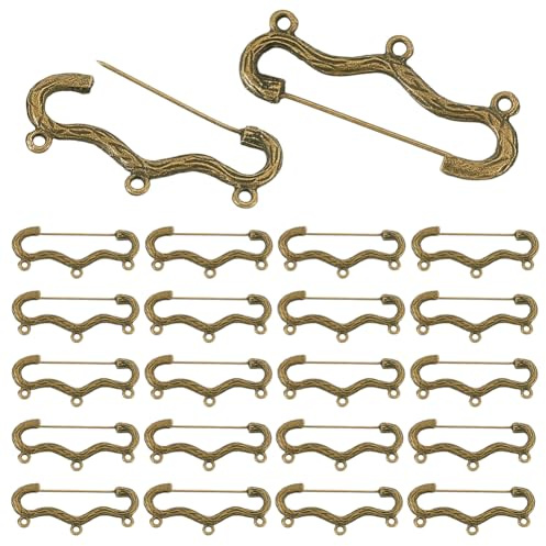 PH PandaHall 30pcs épingle de Sûreté pour Broche, Accessoires de Bijouterie Épingle Décorative pour Jupe avec 3 trous pour Fabrication de Bijoux DIY Artisanat 44.5mm, Bronze Antique