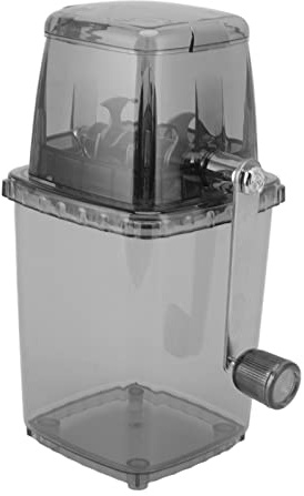 Hand Cranked Ice Crusher Clear Rustproof Multifunctional Manual Ice Crusher for Home Kitchen Bar Stainless Steel Blades 570g (Grey)