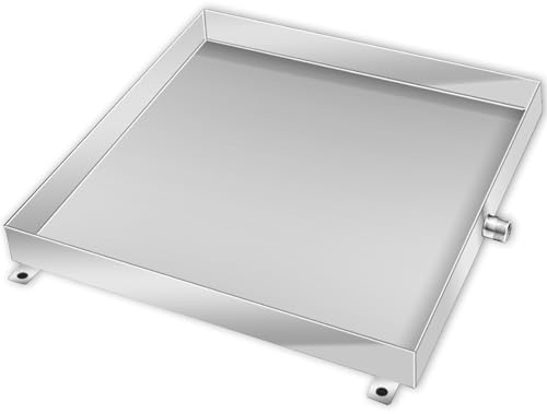IEOWY Condensate Drain Pans Stainless Steel Air Conditioner Drip Tray, Under Air Conditioner Water Tray with Drain for Indoor/Outdoor Split AC, Keep Your Floors Dry(35x35cm(13.7x13.7in))