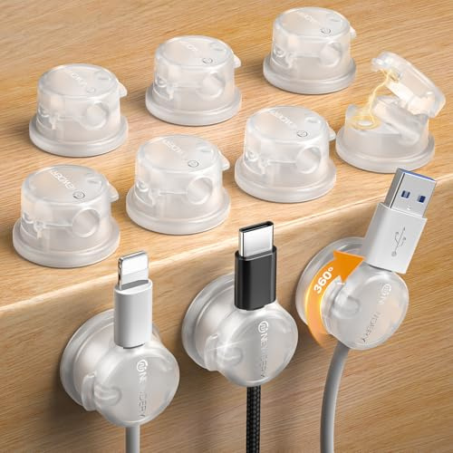 [360° Drehbar] 10 Stück Magnetische Kabelhalter Schreibtisch | [1S Klemmt] Kabelhalter Selbstklebend, Kabel Organizer für Schreibtisch, Kabelclips, Kabelmanagement für Ladekabel